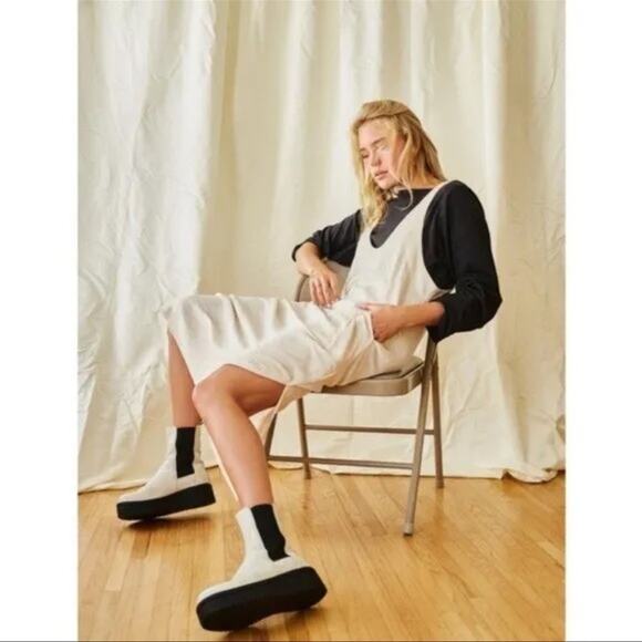 Free People Beach Be happy pinafore oversized dress maxi with slit size XS -M - Picture 9 of 11